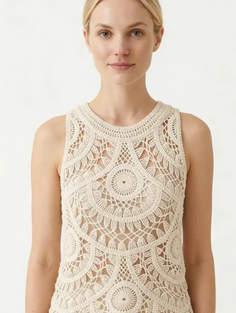 Women's sleeveless crochet top (L49 / B40) — EF-W-1353