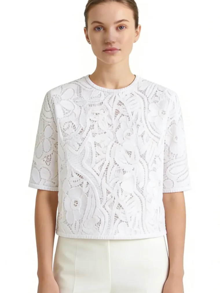 Women's short-sleeve crochet top (L54 / B48) — EF-W-1101