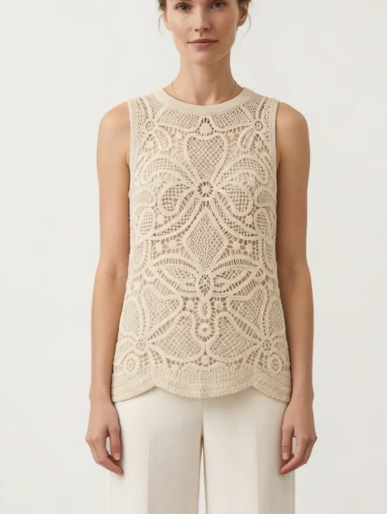 Women's sleeveless crochet top (L53 / B47) — EF-W-1176