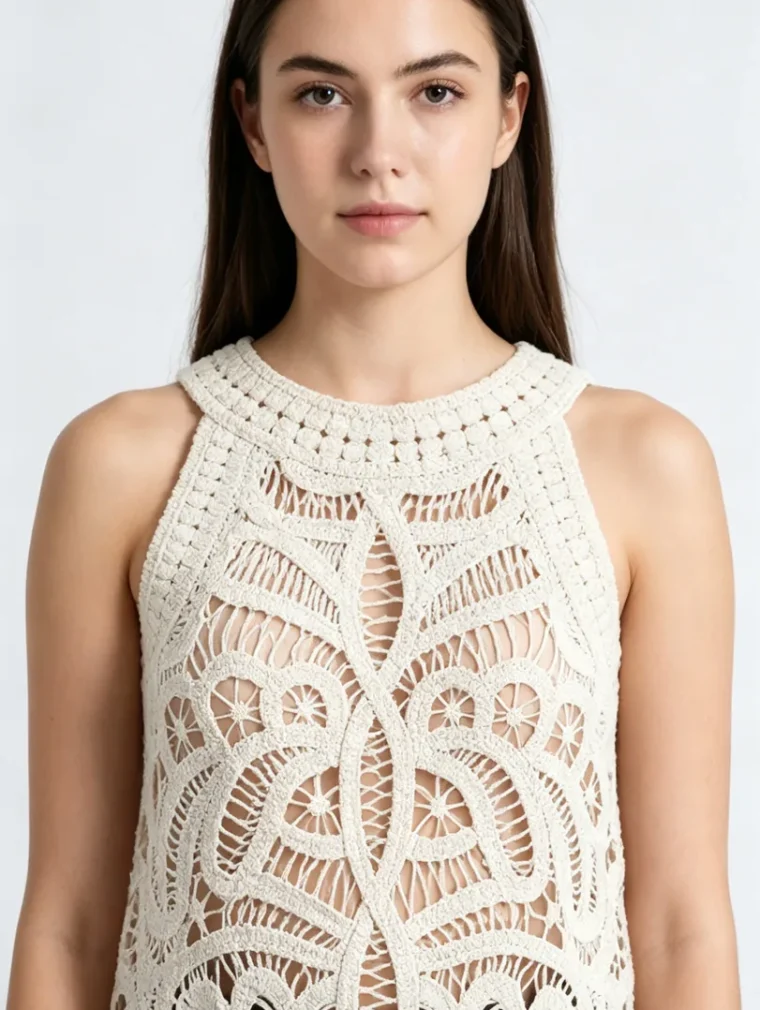 Women's sleeveless crochet top (L49 / B40) — EF-W-1613