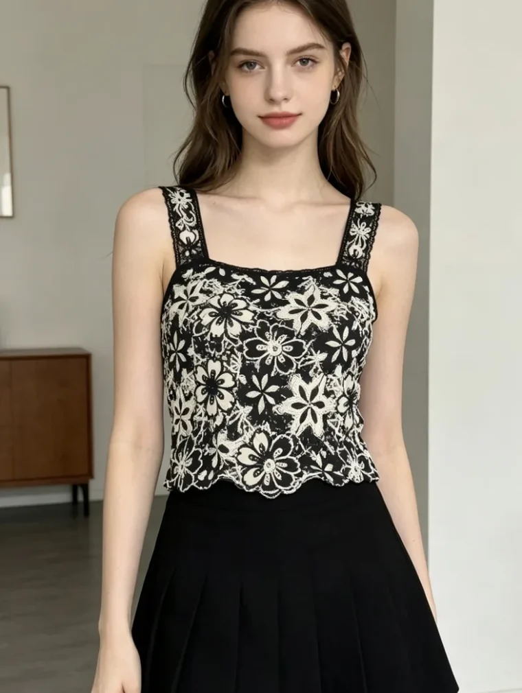Women's sleeveless crochet top (L44 / B46) — EF-W-1443