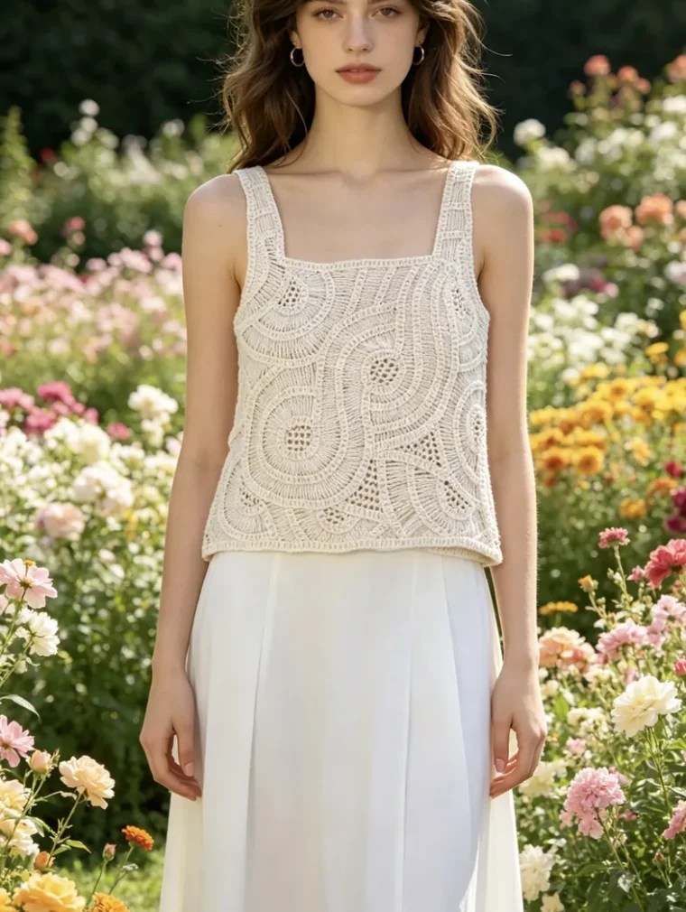 Women's sleeveless crochet top (L46 / B44) — EF-W-1450