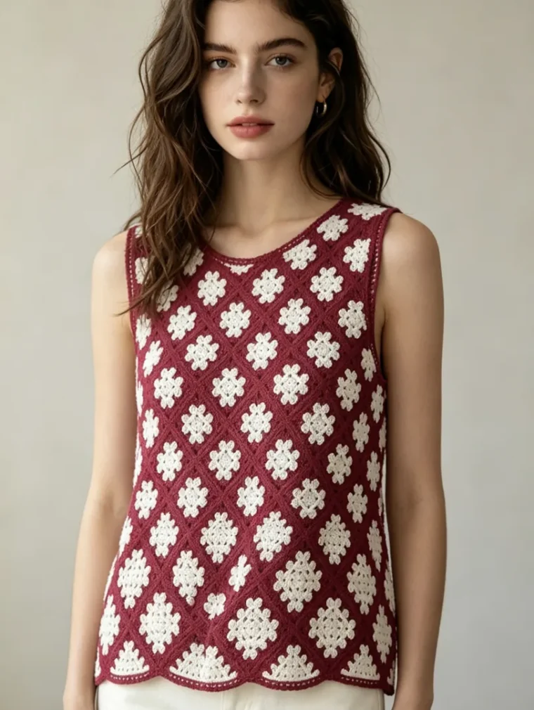 Women's sleeveless crochet top (L49 / B40) — EF-W-1362
