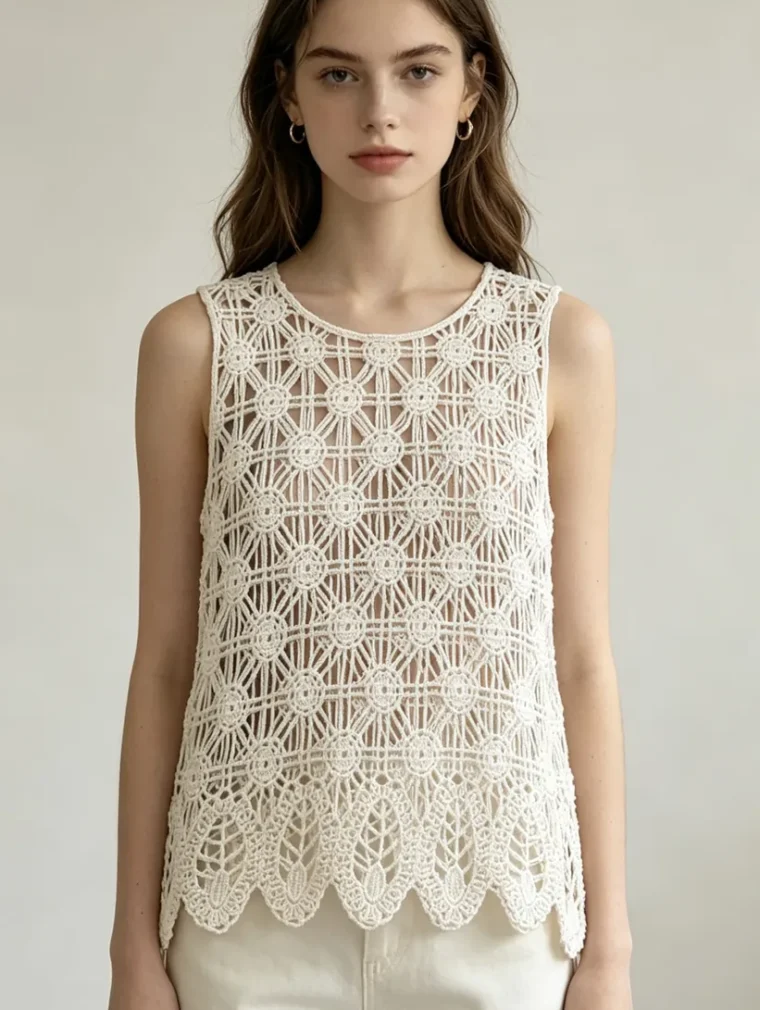 Women's sleeveless crochet top (L49 / B40) — EF-W-1364