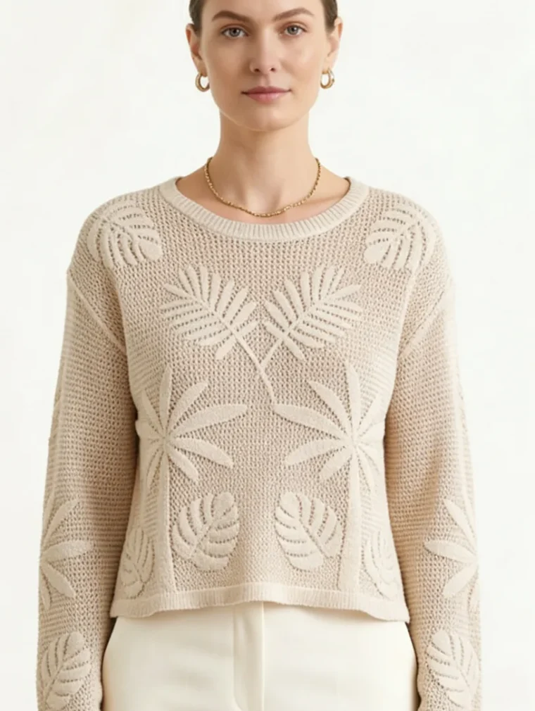 Women's long-sleeve crochet shirt (L54 / B48) — EF-W-1107