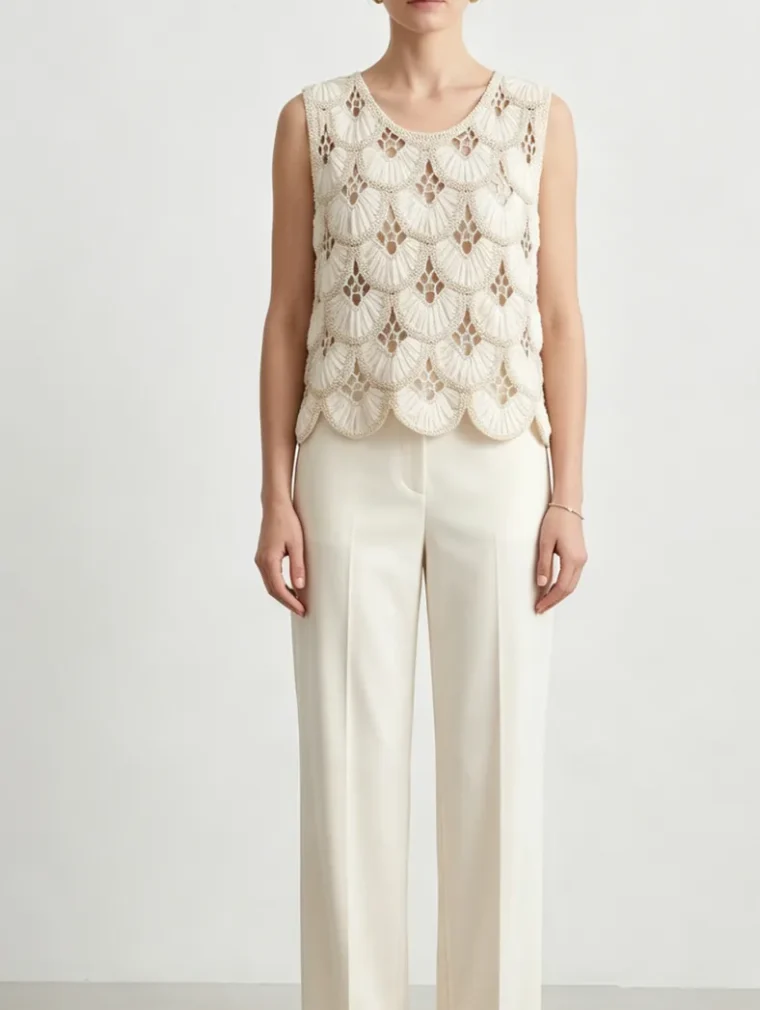 Women's sleeveless crochet top (L49 / B40) — EF-W-1375