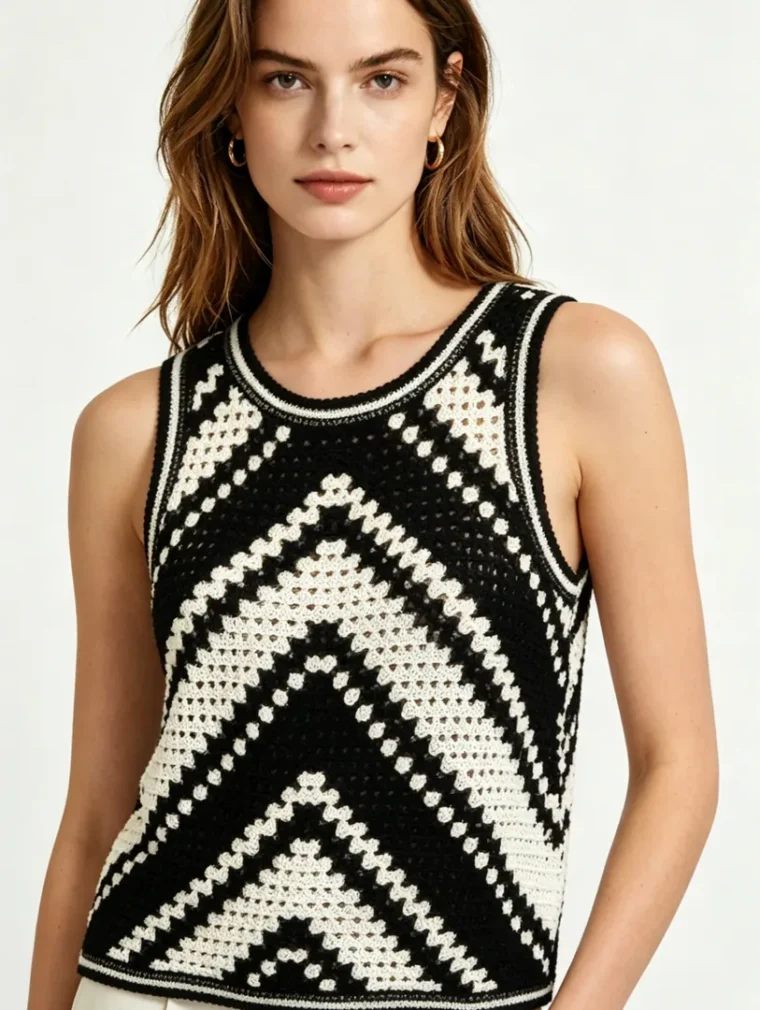 Women's sleeveless crochet top (L49 / B40) — EF-W-1376
