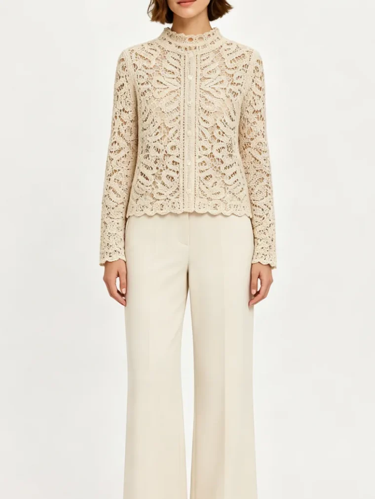 Women's long-sleeve crochet shirt (L56 / B55) — EF-W-1167