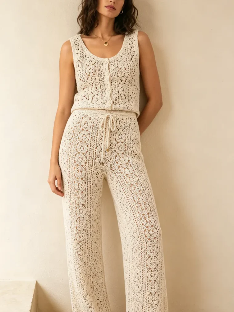 Women's sleeveless crochet outfit (L53 / B47) — EF-W-1206