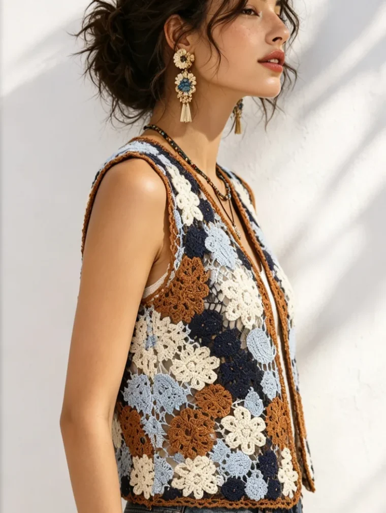 Women's sleeveless crochet tank (L49 / B40) — EF-W-1379